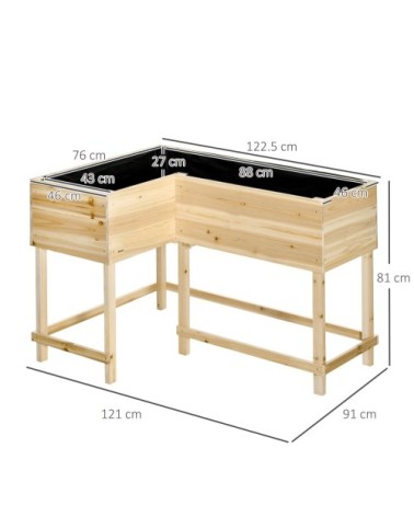 Jardinière sur pieds potager d'angle bois sapin pré-huilé