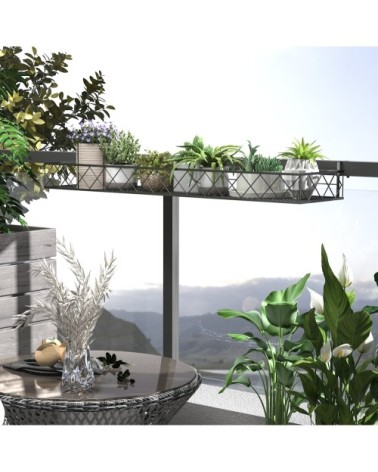 Support de pot de fleurs jardinière suspendu réglable métal noir