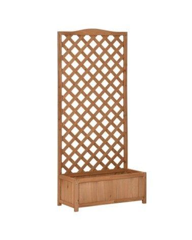 Jardinière avec treillis - fond à lattes - bois sapin pré-huilé