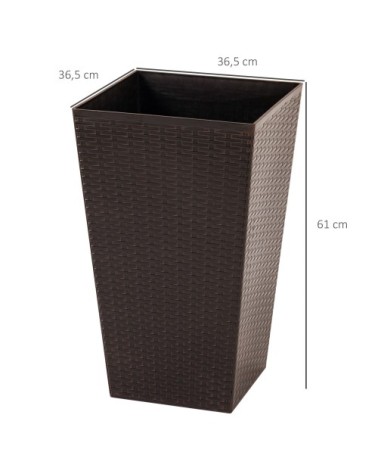 Lot de 3 pots de fleurs H.61 cm PP aspect rotin chocolat