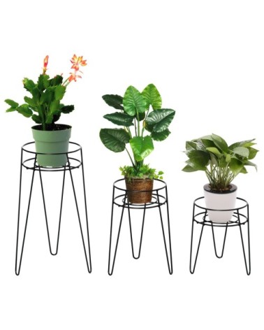 Supports de pots de fleurs design en épingle métal époxy noir