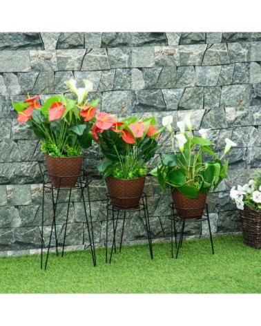 Supports de pots de fleurs design en épingle métal époxy noir