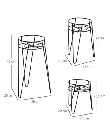 Supports de pots de fleurs design en épingle métal époxy noir