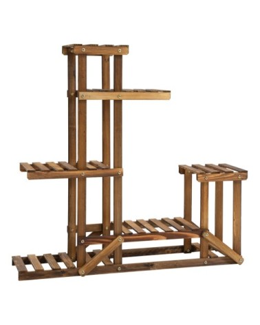 Étagère à fleurs 6 tablettes bois de sapin traité carbonisation