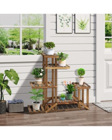 Étagère à fleurs 6 tablettes bois de sapin traité carbonisation
