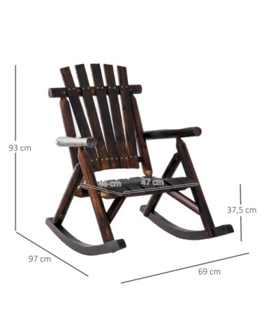 Fauteuil de jardin Adirondack à bascule sapin traité carbonisation