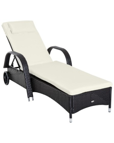 Bain de soleil inclinaison réglable matelas résine brun foncé