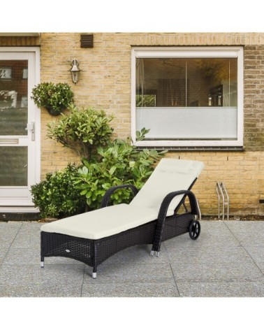 Bain de soleil inclinaison réglable matelas résine brun foncé