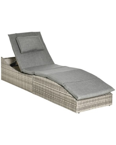 Bain de soleil pliable inclinaison réglable matelas gris chiné