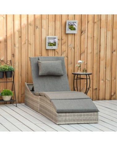 Bain de soleil pliable inclinaison réglable matelas gris chiné