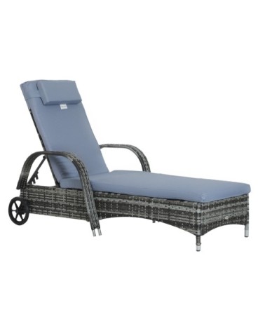 Bain de soleil inclinaison réglable matelas accoudoirs résine gris