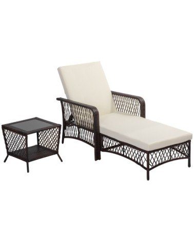 Bain de soleil design colonial table basse matelas résine polyester