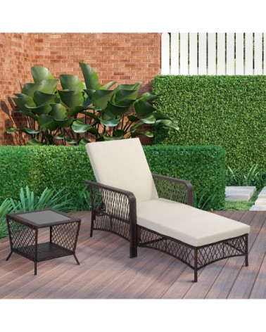 Bain de soleil design colonial table basse matelas résine polyester