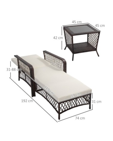 Bain de soleil design colonial table basse matelas résine polyester