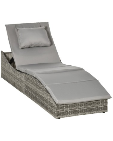 Bain de soleil pliable inclinaison réglable matelas gris