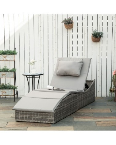 Bain de soleil pliable inclinaison réglable matelas gris