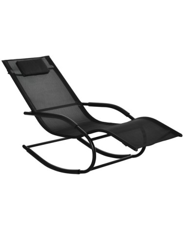Chaise longue à bascule design métal époxy textilène noir