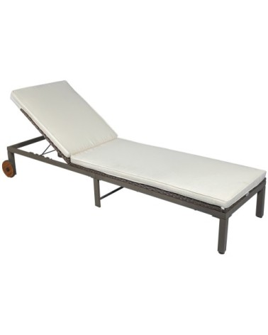 Bain de soleil dossier inclinable matelas inclus métal résine marron
