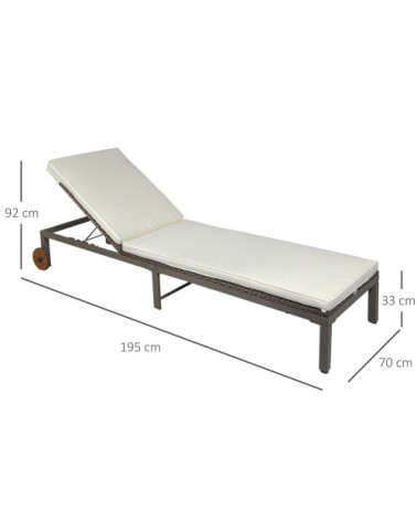 Bain de soleil dossier inclinable matelas inclus métal résine marron