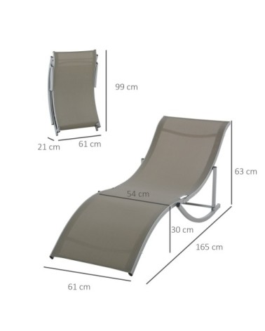 Lot de 2 bains de soleil pliables design contemporain gris clair