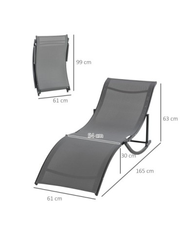 Lot de 2 bains de soleil pliables design contemporain anthracite