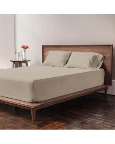 Drap housse grand bonnet microfibre Beige Foncé 90x190/200cm