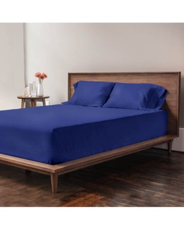 Drap housse grand bonnet microfibre Bleu 140x190/200cm