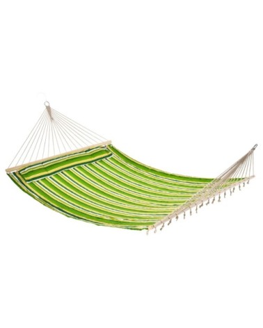 Hamac de voyage 2 places style exotique coton vert jaune blanc rayé