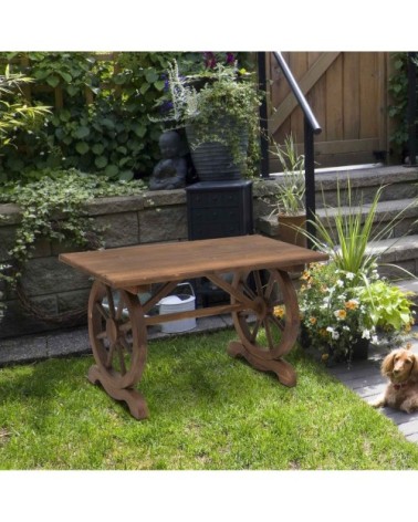 Table basse de jardin style rustique chic sapin traité carbonisation