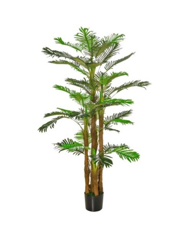 Palmier artificiel H.1,85 m tronc branches lichen pot inclus