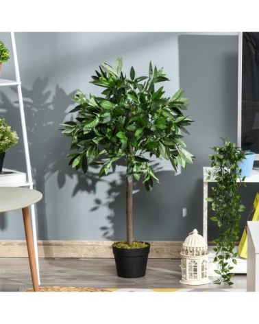 Lot de 2 lauriers boules artificiels H.0,90 m pot inclus noir vert