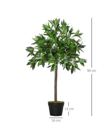 Lot de 2 lauriers boules artificiels H.0,90 m pot inclus noir vert