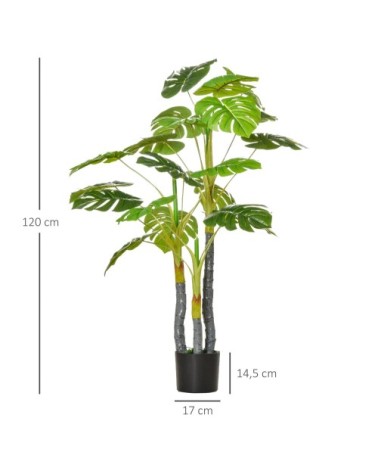 Plante artificielle monstera H.1,2 m tronc branches lichen pot inclus