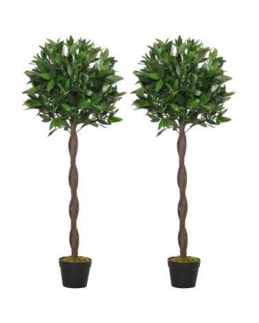 Lot de 2 lauriers boules artificiels H.1,20H m pot inclus noir vert