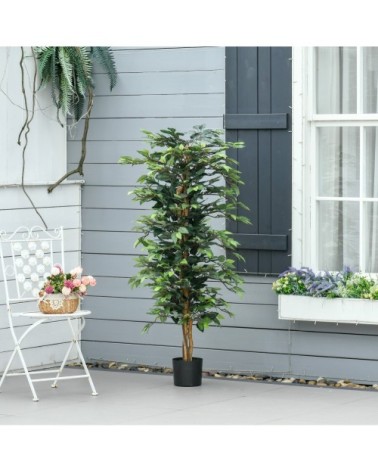 Plante artificiel ficus H.1,5 m tronc branches liane lichen pot inclus