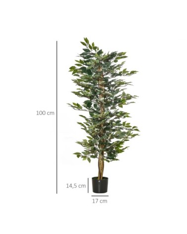 Plante artificiel ficus H.1,5 m tronc branches liane lichen pot inclus