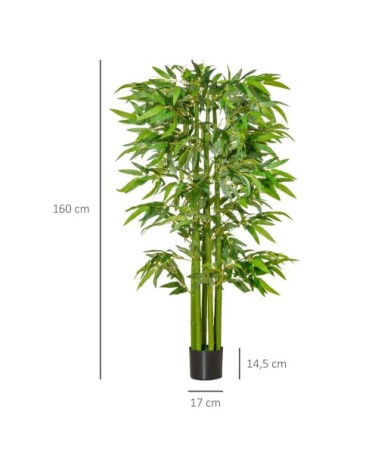 Bambou artificiel XL 1,60H m 975 feuilles denses réalistes pot inclus