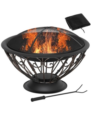 Brasero boule de feu grille charbon couvercle tisonnier housse