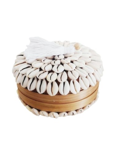 Boîte en bambou et coquillages 14x10 cm