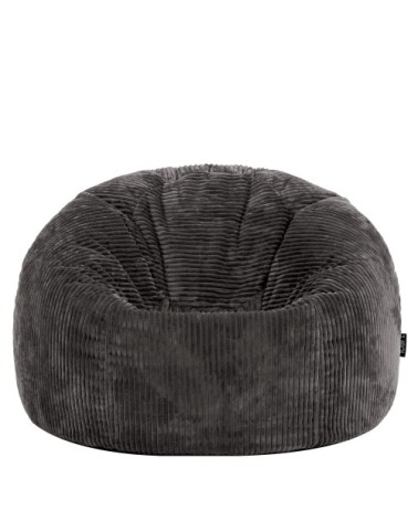 Lot de 2 poufs velours côtelé gris anthracite