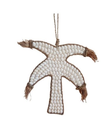 Décoration murale en raphia et coquillages H36 cm x L26 cm