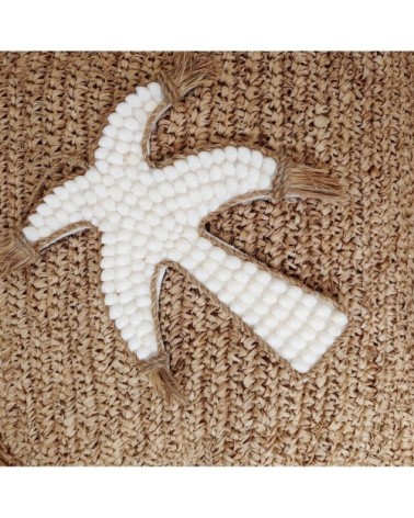 Décoration murale en raphia et coquillages H36 cm x L26 cm