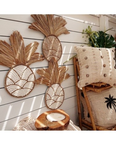 Décoration murale beige en forme d'ananas