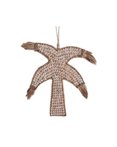 Décoration murale en raphia et coquillages H36 cm x L26 cm