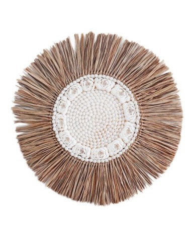 Décoration murale en raphia et coquillage D60 cm