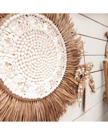 Décoration murale en raphia et coquillage D60 cm