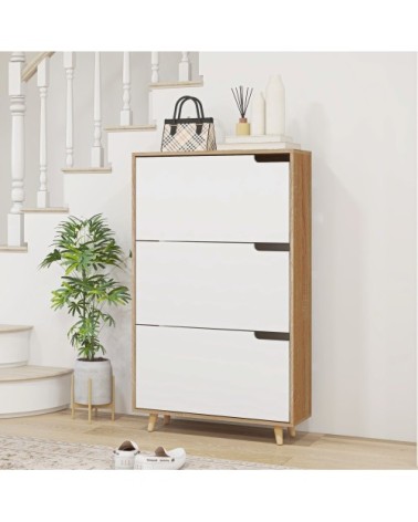 Meuble à chaussures design scandinave 3 portes abattantes