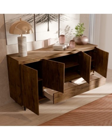 Buffet 4 portes effet noyer