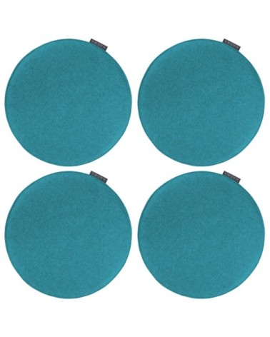 Galettes de chaises rondes bleu pétrole - Lot de 4 -  Ø 35cm