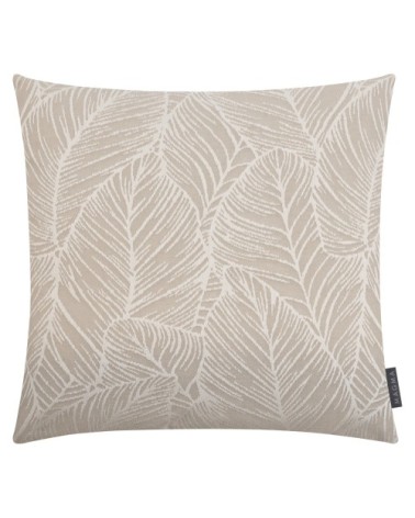 Housse de coussin extérieur dralon motif végétal sable - 50x50